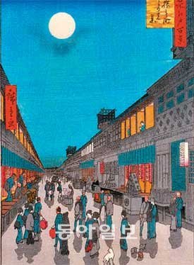 우타가와 히로시게의 ‘에도 100경: 사
루와카 거리의 밤 풍경’.
ⓒ2011 Kobe CITY Museum
