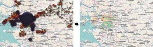 깨끗이 사라진 위치정보 애플이 새로 내놓은 소프트웨어를 본보 기자가 직접 써봤다. 아이폰트래커로 기자의 위치정보를 확인해보니 업데이트 전에는 지난해 7월부터의 궤적이 낱낱이 표시됐지만(왼쪽), 업데이트한 뒤에는 이 정보가 깨끗이 사라졌다. 업데이트와 동시에 모든 위치정보가 사라지고 그 이후 최장 7일 정도의 위치정보만 저장된다. 아이폰트래커 화면 캡처