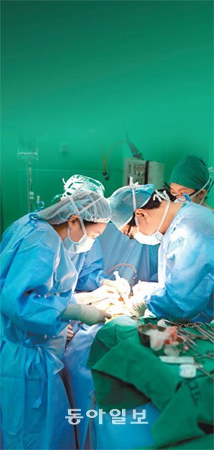 박관태 고려대 안암병원 이식혈관외과팀이 뇌사자의 신장을 환자에게 이식하는 수술을 진행하고 있다. 고려대 안암병원 제공