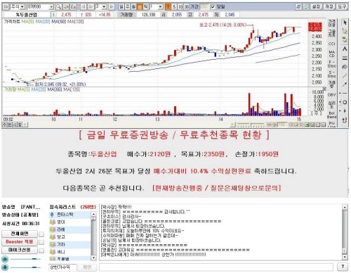 < 실제 라이브 증권방송 진행중인 모습 >