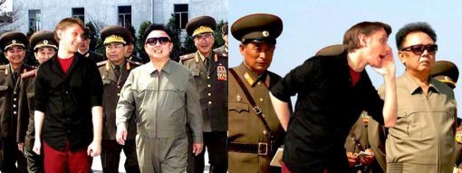 그의 뮤직비디오에 자주 등장하는 북한 김정일
