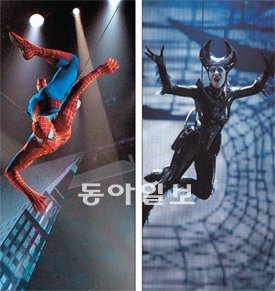 뮤지컬 ‘스파이더맨’(왼쪽), 서커스 ‘자르카나’