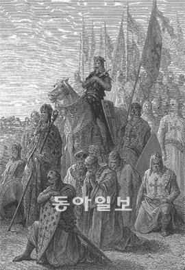프랑스 왕 루이 9세가 이끄는 제7차 십자군 원정을 1940년대에 프랑스 화가 귀스타브 도레가 그렸다. 도레의 삽화와 시오노 나나미의 설명이 함께 있는 책 ‘그림으로 보는 십자군 이야기’도 ‘십자군 이야기1’과 함께 출간됐다. 문학동네 제공