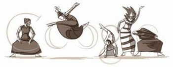 미국 현대무용가 마사 그레이엄 탄생 117년을 기념해 애니메이션 작가 라이언 우드워드가 그린 구글 로고. 구글 제공