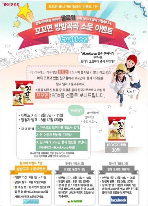 꼬꼬면 출시 기념 이벤트 화면