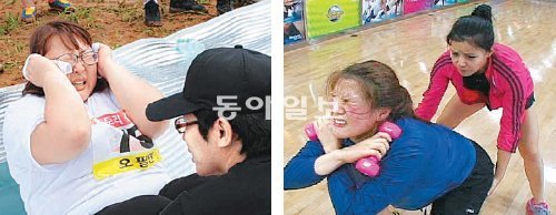 28일 방송되는 SBS ‘다이어트 서바이벌 빅토리’(왼쪽 사진)는 케이블 채널 스토리온이 2008년부터 내보내고 있는 ‘다이어트 워’와 기본 포맷이 비슷하다. SBS·스토리온 제공
