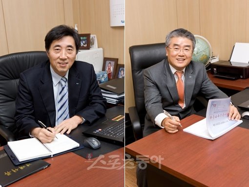 (좌) 김승영 대표이사 사장 (우) 두산 김태룡 단장.스포츠동아DB.