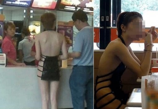 맥도날드 노출녀(출처: 중국 커뮤니티 사이트)