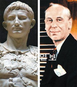 고대 로마의 지도자 아우구스투스(왼쪽)와 전 GM CEO 앨프리드 슬론은 영토(사업) 확장보다는 제국(기업)이 안정적으로 운영될 수 있는 토대를 마련했다는 점과 신중하고 분별있게 행동했다는 점에서 비슷한 리더십을 보인 것으로 평가된다. 에코의서재 제공