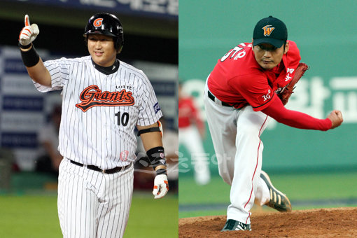 롯데는 누가 뭐래도 방망이의 팀이다. 그리고 이대호(왼쪽)는 그 중심에 있다. 16일 3연타석 홈런을 친 이대호는 주말 2경기에서도 8타수 4안타로 상승세를 이어갔다. 반면 SK는 불펜의 힘으로 롯데의 예봉에 맞선다. 특히 최근 4연속경기 세이브를 기록 중인 엄정욱에게 기대를 선다. 스포츠동아DB.