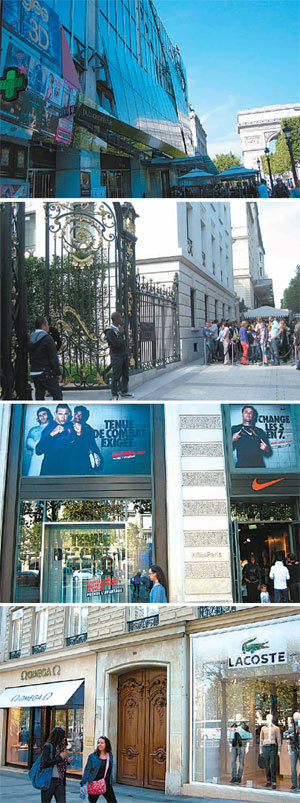 샹젤리제 거리에 있는 멀티플렉스 영화관과 애버크롬비&피치,

나이키, 라코스테 매장(위부터). 거리 분위기가 활발하고 젊게

바뀌면서 프랑스 고유의 색채는 옅어졌다.

파리=손효림 기자 aryssong@donga.com