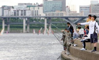 서울 한강시민공원에서 낚시를 즐기는 시민들. 동아일보 DB