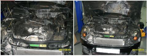 지난 7월 30일 한 주차장에 주차된 BMW 미니쿠퍼S의 엔진에서 불이나는 사고가 발생했다. 사진=미니쿠퍼 인터넷 동호회 \'미니코리아\'