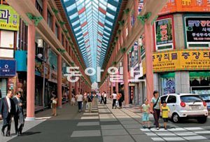 광주 구도심 상권을 되살리기 위해 추진 중인 충장로 아케이드의 가상 설치모습. 광주 동구 제공