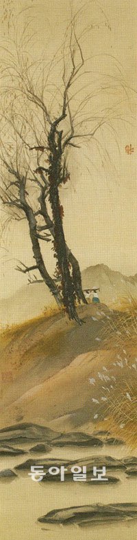 처음 공개된 이인성의 수묵담채화 ‘어느 빨래터’(1930대 중반). 암웨이갤러리 제공