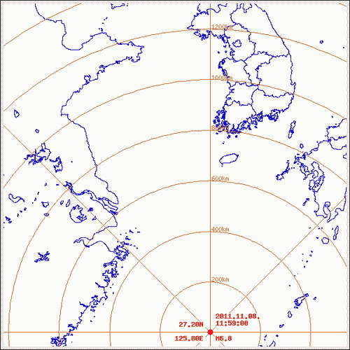 8일 일본지진 진앙지 (이미지= 기상청)