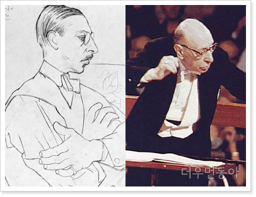 ▲ 피카소가 그린 스트라빈스키 스케치(풀치넬라가 초연된 1920년, 파리)