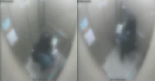 4층을 누르고 뒤돌아 있던 여고생이 다시 14층 버튼을 누르는 모습(사진 오른쪽)