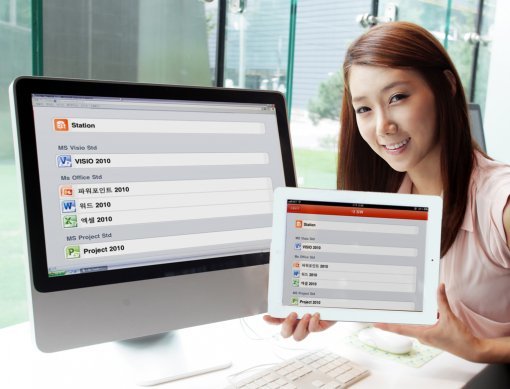 SK텔레콤은 소프트웨어를 설치하지 않고도 스마트폰을 통해 사무용 프로그램을 이용할 수 있는 앱을 출시했다. 사진제공｜SK텔레콤