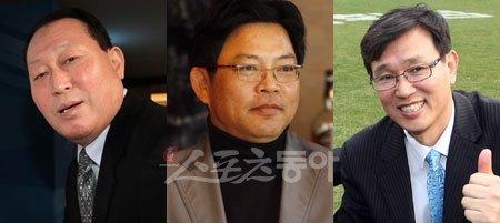 왼쪽부터 김인식 감독-양상문 해설위원-이효봉 해설위원. 스포츠동아 DB.