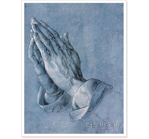 ▲ 뒤러 ‘기도하는 손’ (1508, 종이 위에 브러시와 잉크, 20x20cm, 알베르티나미술관)