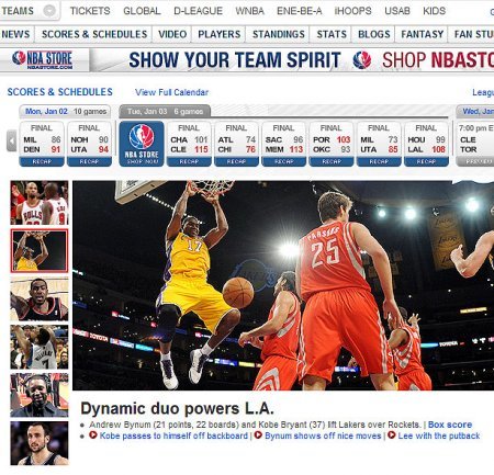 사진출처=nba.com 메인페이지 캡쳐