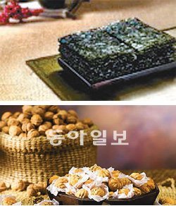 충남 서해안 김.(위) 충북 호두와 호두과자. (아래)