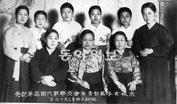 기청공민학교의 전신인 ‘기청야학원’의 6회 졸업생들이 1938년 3월 17일 촬영한 졸업기념 사진.