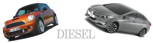 BMW ‘미니쿠퍼 디젤’(왼쪽), 현대 ‘i40 살룬’(오른쪽)