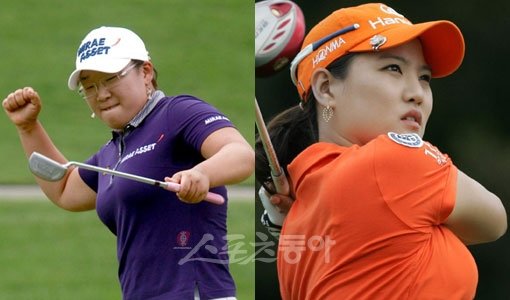 신지애(왼쪽)와 유소연. 스포츠동아DB