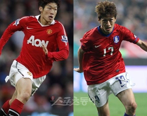 프리미어리그 맨체스터 유나이티드 박지성(왼쪽)과 볼턴 이청용은 유럽 무대에서 뛰는 한국 선수 가운데 몸값 1,2위를 자랑한다. 스포츠동아DB.