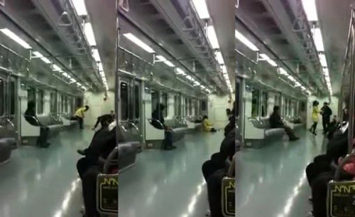 지하철 담배녀 응징 동영상 논란. 사진=트위터 공개 동영상 화면 캡쳐