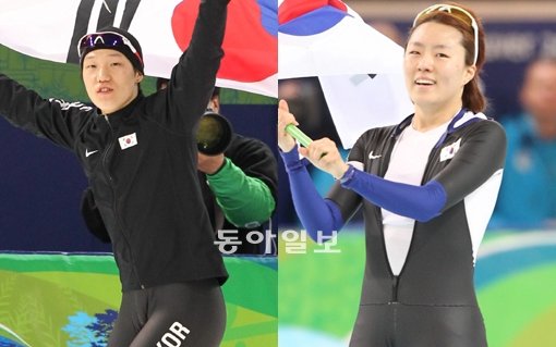 모태범-이상화. 동아일보DB