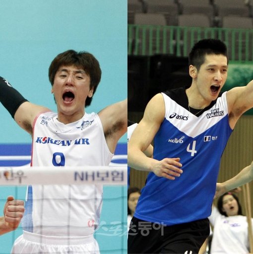 곽승석(왼쪽)-문성민. 스포츠동아DB