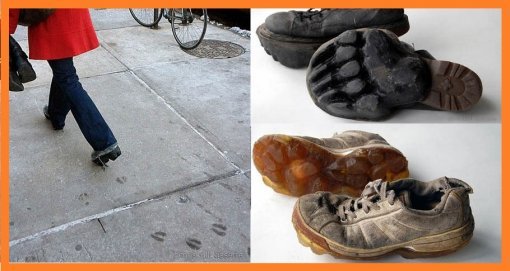 ‘무서운 발자국 신발’ (출처= 커뮤니티 게시판)