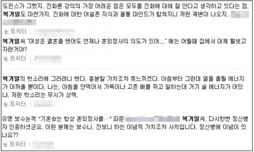 복거일의 여성 비하 발언에 대한 네티즌 반응 (출처= 트위터)