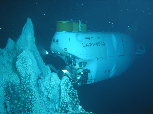 일본 해양연구개발기구(JAMSTEC)가 개발한 심해 유인 잠수함 ‘신카이6500’이 심해를 탐사하고 있다. 신카이6500은 조종사 2명과 과학자 
1명을 태우고 해저 6500m까지 최대 9시간 동안 잠수하며 해저의 생태계와 다양한 지질 현상을 연구한다. JAMSTEC 제공