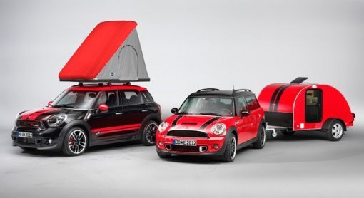 BMW가 만우절에 공개한 Mini의 ‘카울리 캐러밴’과 ‘스윈던 루프 탑 텐트’. 사진=오토블로그