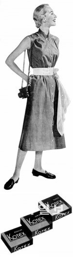 1920년 미국에서 태어난 세계 최초의 생리대 ‘코텍스’ 광고. 여성이 생리대를 떳떳하고 자유롭게구입하는 시대가 됐음을 보여준다. 애플북스 제공