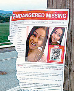 미국 캘리포니아 주 샌타바버라에서 3주전 실종된 시에라 라마 양(15)을 찾는다는 내용의 전단에 QR코드가 실려 있다. 사진 출처 NBC