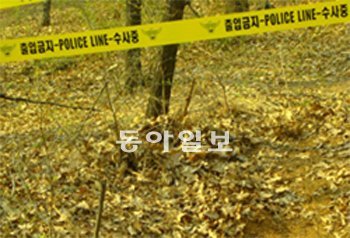 시신 매장한 야산 또래 10대들에게 집단 폭행 당해 숨진 백모 양의 시신이 매장된 경기 고양시 덕양구 야산 현장. 고양=강홍구 기자 windup@donga.com