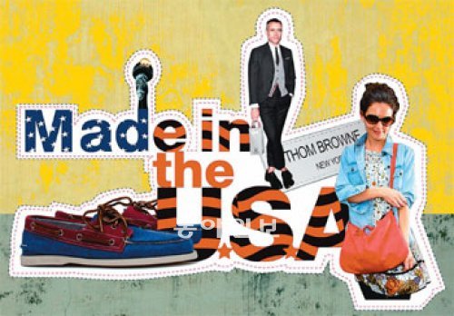 일부 고급 미국 패션브랜드들이 ‘미국의 노동력과 기술로 만들어진다’는 ‘애국심 마케팅’으로 자국 국민들에게 좋은 반응을 얻고 있다. ‘스페리 X 밴드오브아웃사이더스’의 신발과 디자이너 톰 브라운, 할리우드 스타 케이티 홈스가 즐겨 메는 ‘클레어 비비에’ 핸드백(왼쪽부터 시계 방향으로).