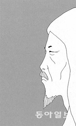 ‘이외수의 우화상자’라는 부제가 붙은 우화집 ‘외뿔’에 삽입된 작가 자화상. 그는 그림 솜씨도 수준급으로 알려져 있다. 매년 강원 어린이재단과 서울 어린이재단에 그림을 기부하고 있다고 했다.
