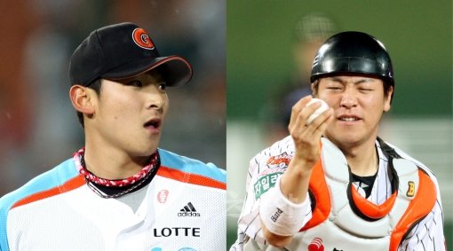 롯데 양승호 감독은 4월 한 달 간 불펜의 핵 최대성(왼쪽)과 주전 포수 강민호(오른쪽)를 철저히 보호하고 활용도를 극대화하기 위해 애썼다. 그 결과는 공동 1위라는 꿀맛 같은 열매였다. 스포츠동아DB