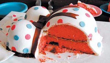 아기 성별 공개 파티용 케이크. 케이크 속 빵 색깔이 분홍색이면 딸, 파란색이면 아들이다. 영국 가디언 홈페이지