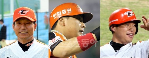 (왼쪽에서부터)김용달 코치-김태균-최진행. 스포츠동아DB