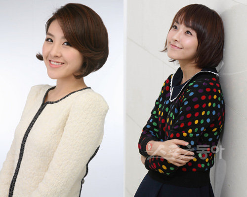 박지현 KBS 아나운서(좌)-배우 정유미(우). 사진 ｜ 박지현 미니홈피, 스포츠동아DB