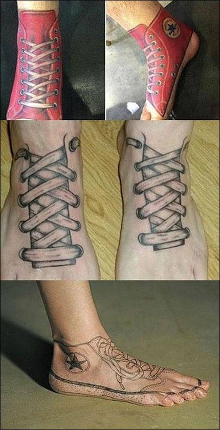 바디페인팅 기법을 활용한 ‘벗을 수 없는 신발’