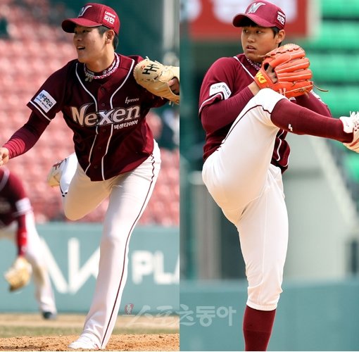 한현희(왼쪽)-박종윤. 스포츠동아DB