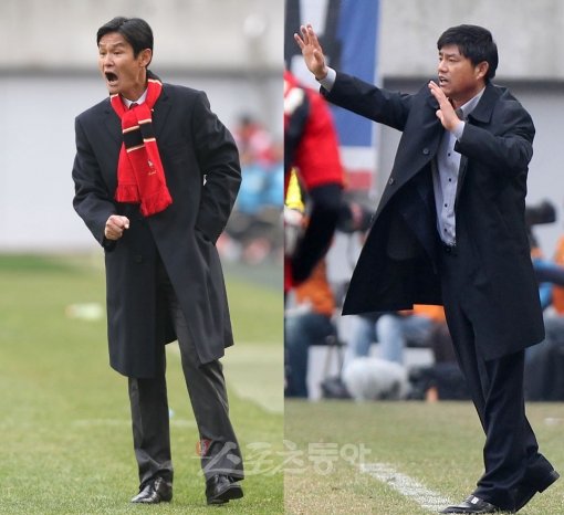 K리그 라이벌 FC서울과 수원 삼성이 20일 FA컵 16강전에서 맞붙는다. 18일 열린 미디어데이에서 서울 최용수 감독(왼쪽)은 “3번 질수 없다”며 필승을 다짐했고, 수원 윤성효 감독은 이번에도 승리를 자신했다. 스포츠동아DB